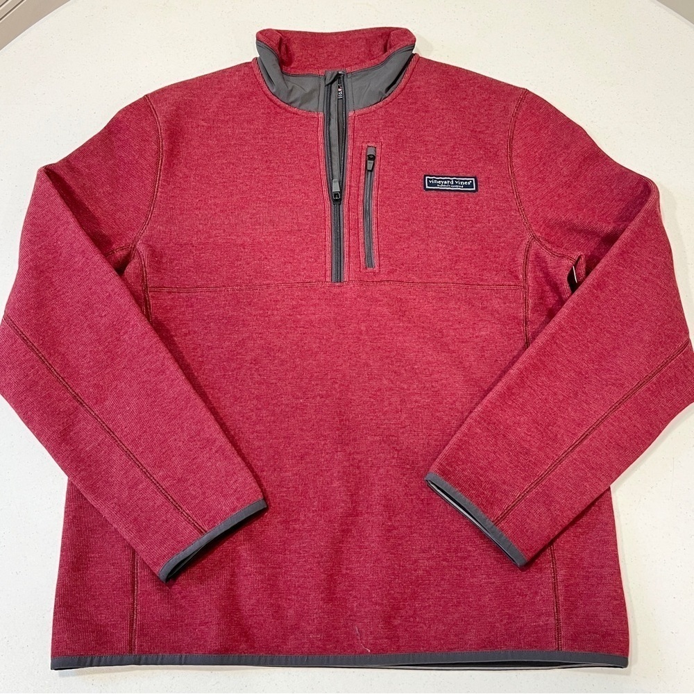 Vineyard Vines Martha Vineyard Pullover 1/4 Zip Sweatshirt Sangria Red NWOT